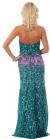 Strapless Exquisitely Sequined Long Formal Prom Dress  back in Emerald Green/Fuchsia